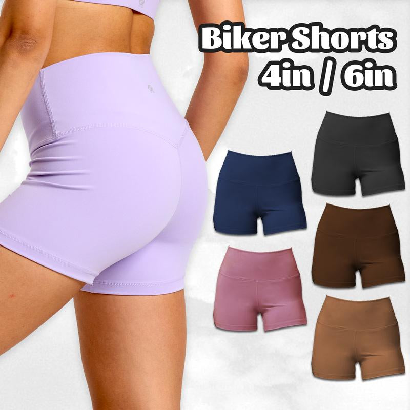 Women'S High Waisted Biker Shorts, 4"/ 6" Black Gym Athletic Workout Yoga Shorts for Women