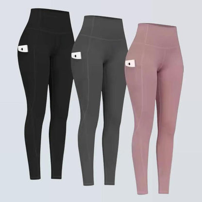 Women'S Fitness Leggings 3 Pack with Handy Pockets, High Waist, Flattering Fit, Lightweight, Machine Washable, All Seasons, Microfiber