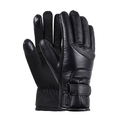 USB Winter Electric Warming Gloves Waterproof Leather Heating Gloves Soft Winter Outdoor Warm Gloves for Fishing Riding Cycling