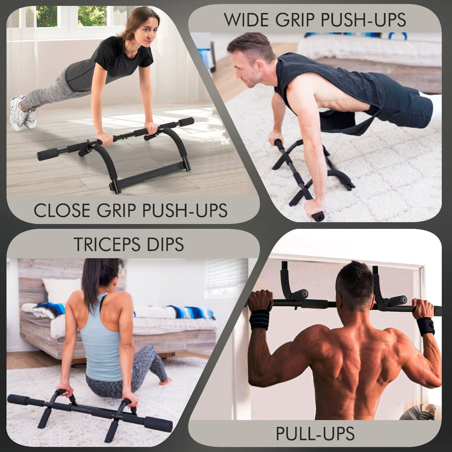 Doorway Pull up Bar Chinup Abdo Dip Station Situp Home Exercise Fitness Workout